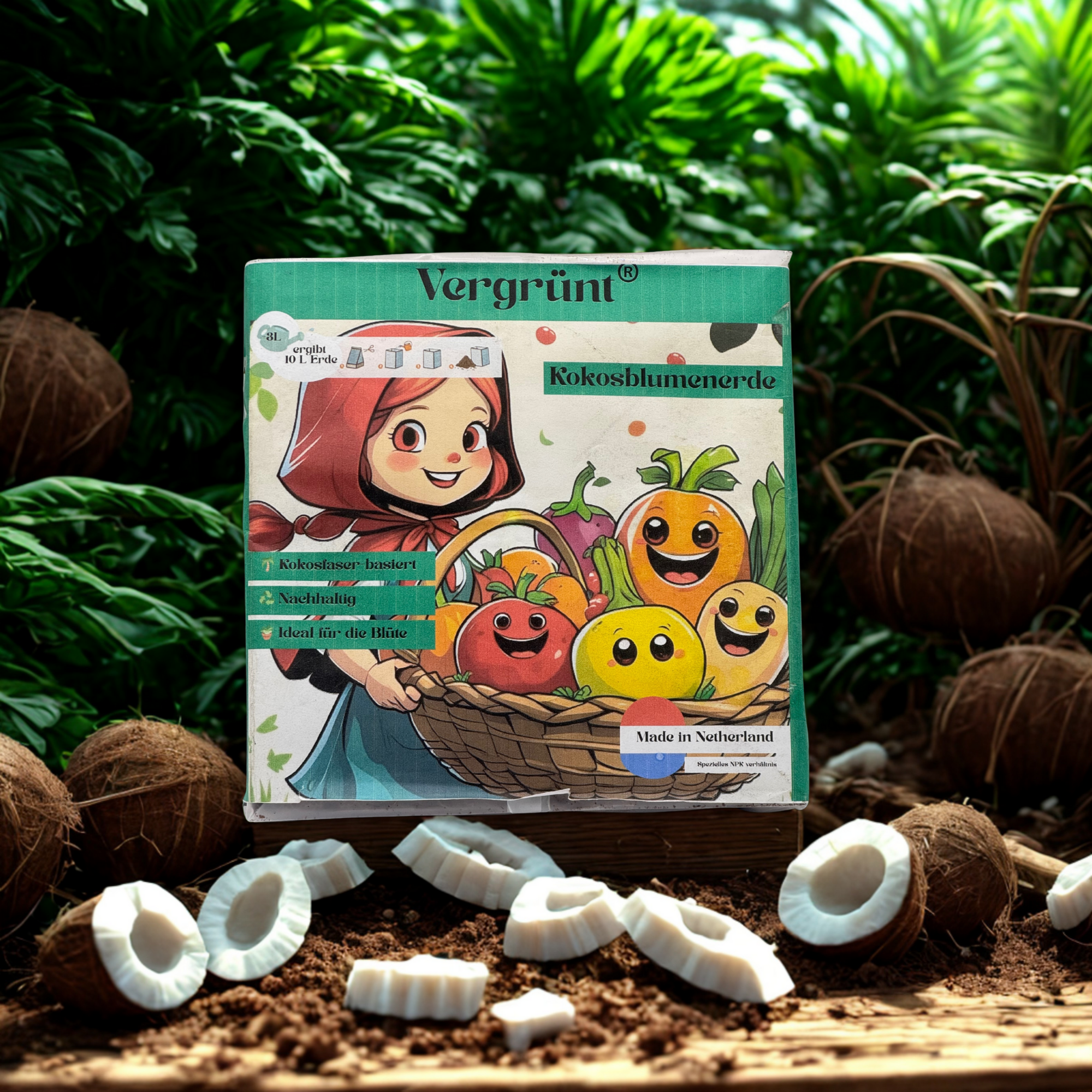 Vergrünt - Kokosblumenerde 10 Liter + 1 Liter Perlite