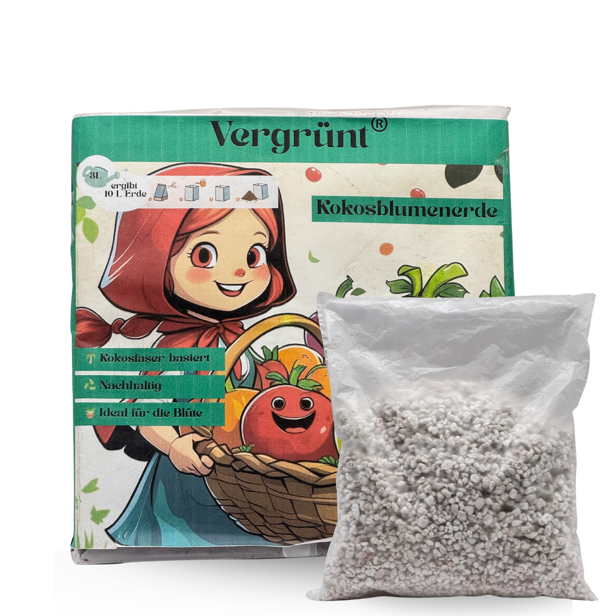 Vergrünt - Kokosblumenerde 10 Liter + 1 Liter Perlite