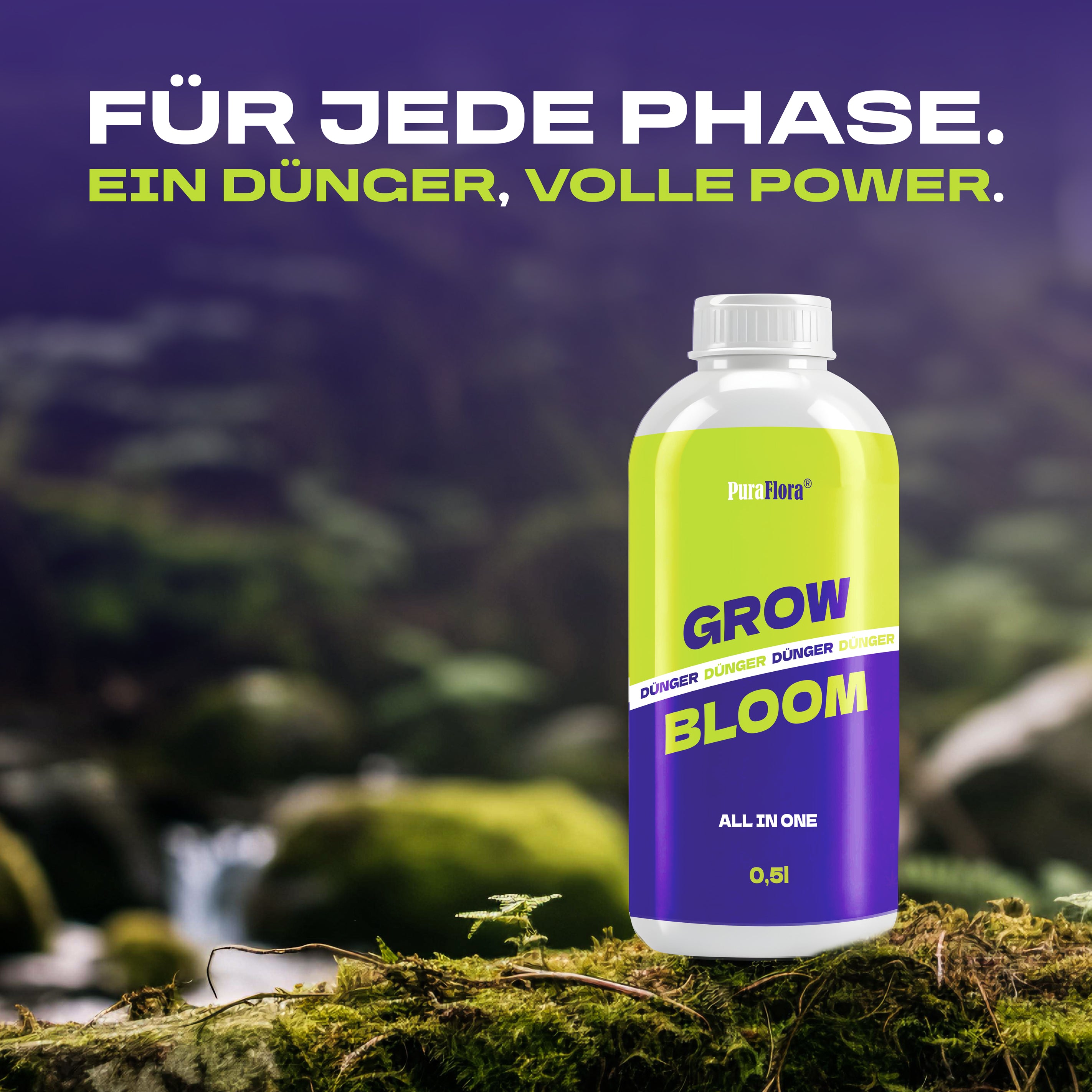 PuraFlora® Dünger für Innen- und Außenbereich für Wachstumsphase und Blütephase BIOlogischer organischer Dünger für Pflanzen!