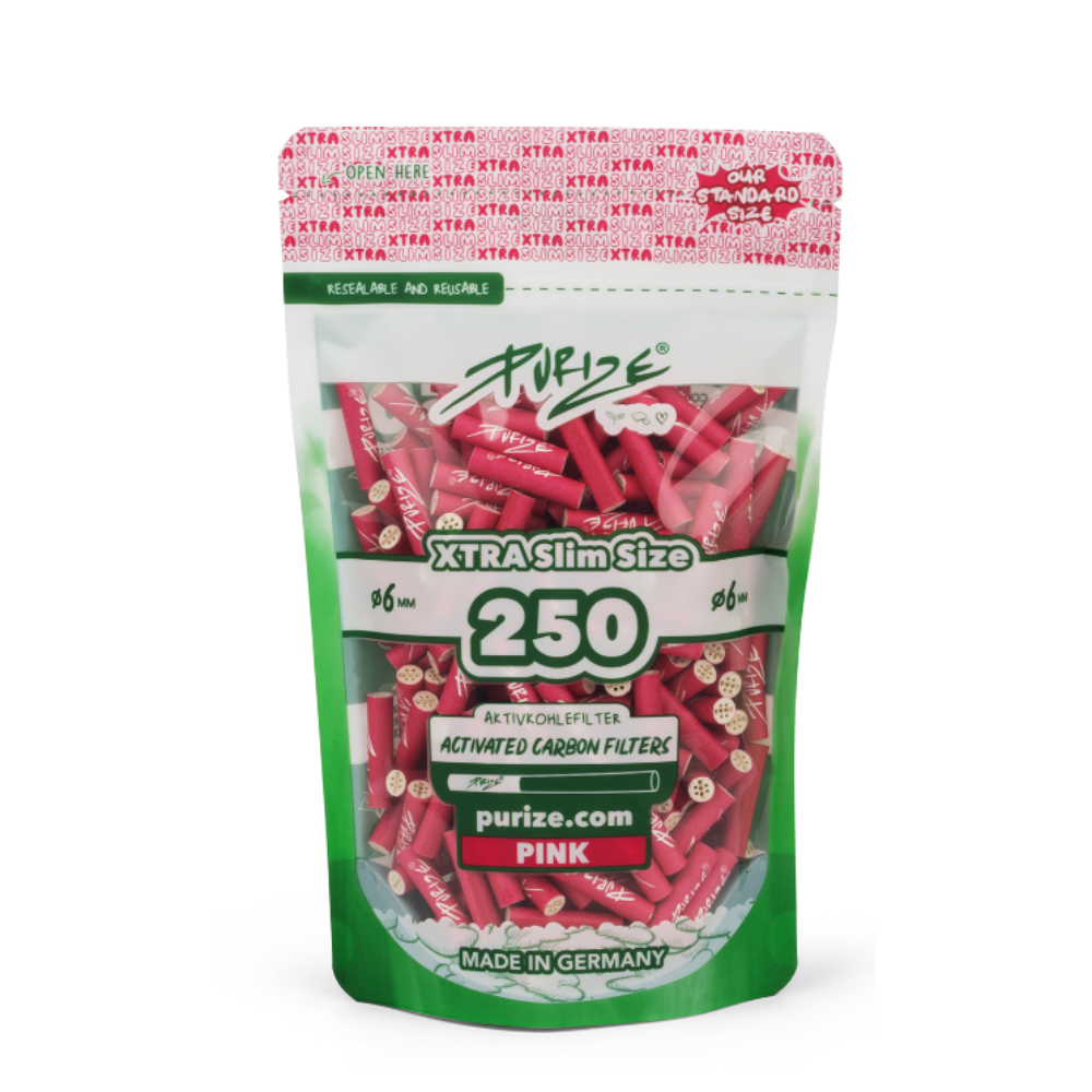 Purize Aktivkohlefilter 6mm 250Stück Xtra Slim Size Aktivkohlefilter