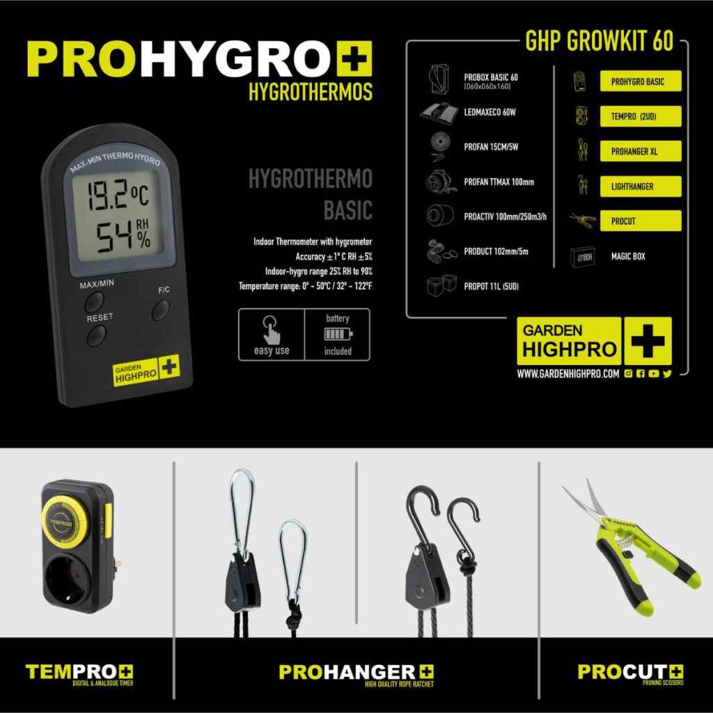 Growbox Set 60x60x160 cm | LED mit 60 Watt | Garden Highpro