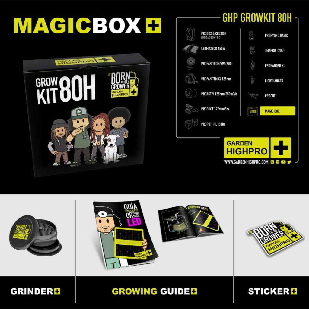 Growbox Set 80x80x180 cm | LED mit 150 Watt | Garden Highpro