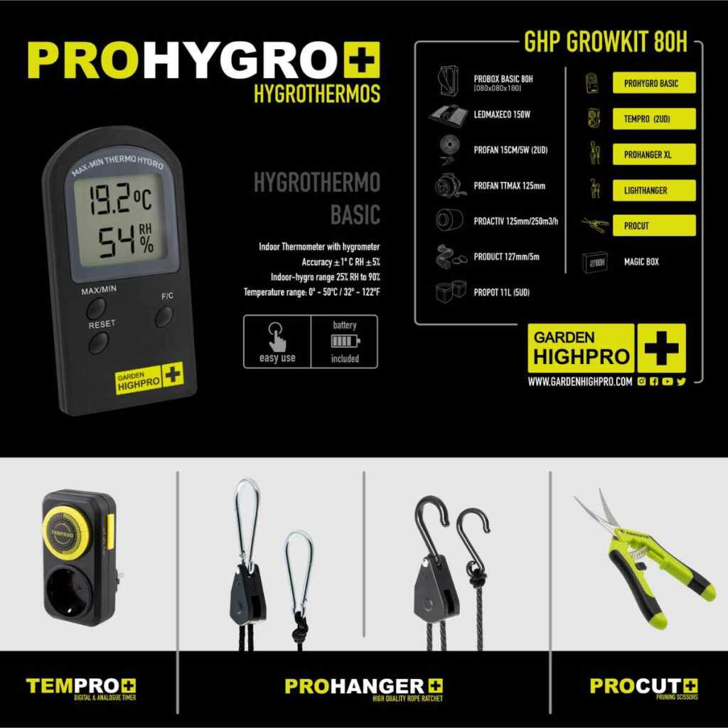 Growbox Set 80x80x180 cm | LED mit 150 Watt | Garden Highpro