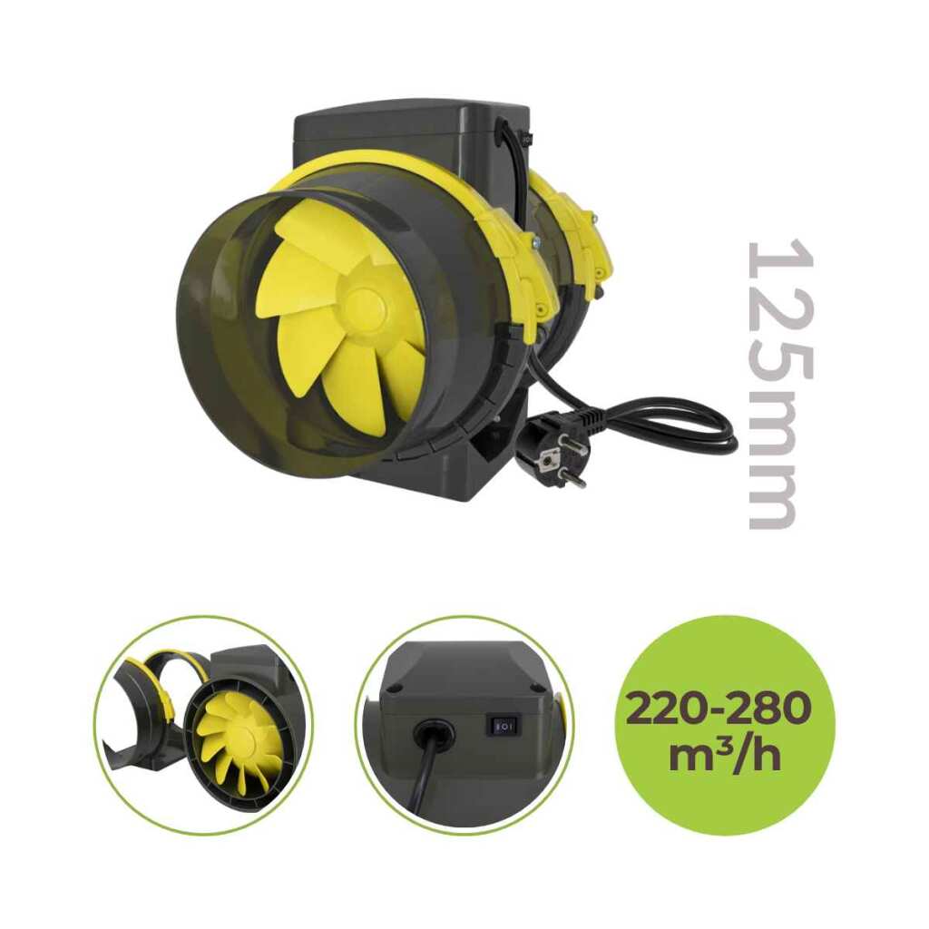 Lüfter Ø125mm | 280 m³/h | 2-stufig | PROFAN TT | Garden Highpro