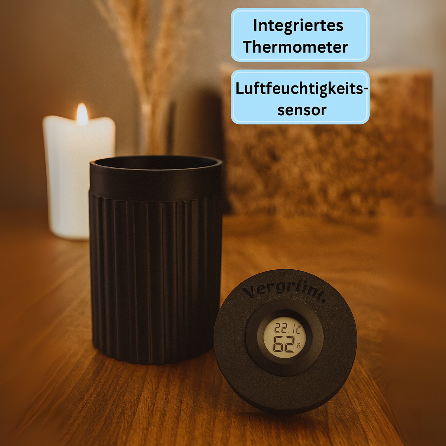 Vergrünt Fermentierdose x Boveda für Kräuter | 2-Wege-Feuchtigkeitsregulierung 62% rF | Größe 8 für bis zu 30 g | schützt vor Terpenverlust, Übertrocknung & Schimmel (Schwarz-Twisted)